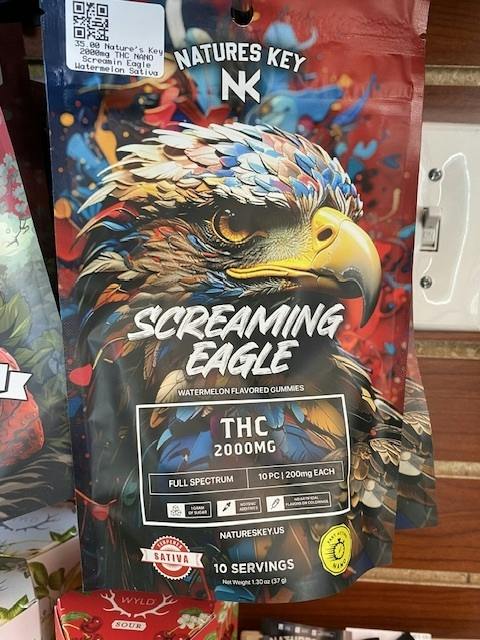Nature's Key 2000mg THC NANO Screamin Eagle Watermelon Sativa - Gummies 2-$60