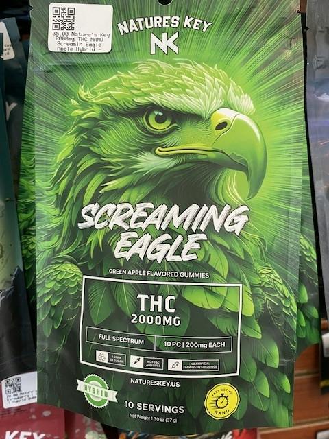 Nature's Key 2000mg THC NANO Screamin Eagle Apple Hybrid - Gummies- 2-$60