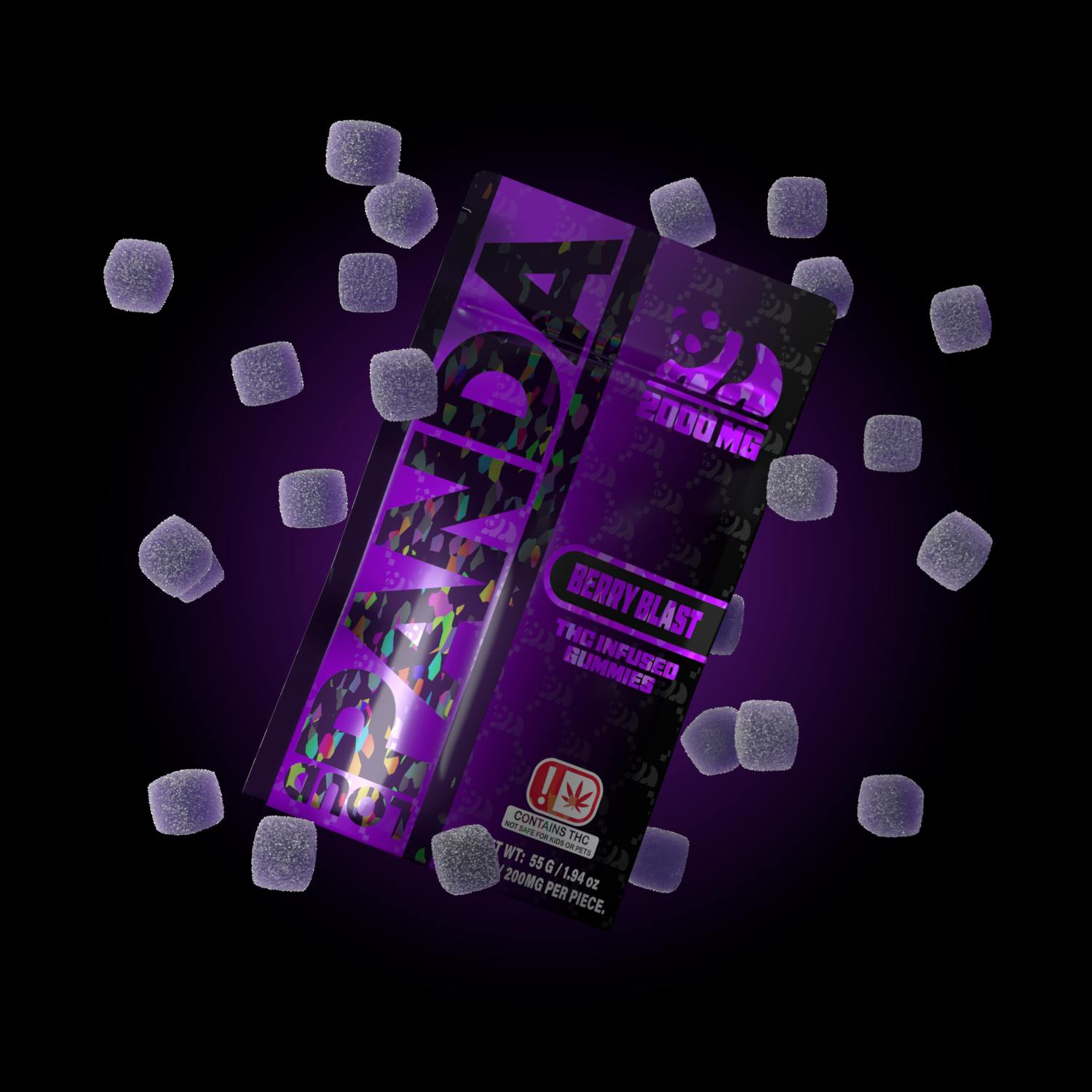 BERRY BLAST ( panda ) 2000mg bag [ 200mg ea.] Gummy