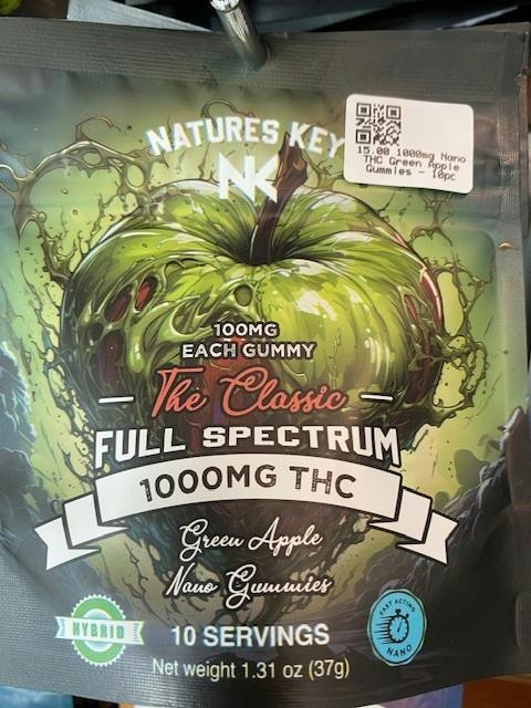 1000mg Nano THC Green Apple Gummies - 10pc