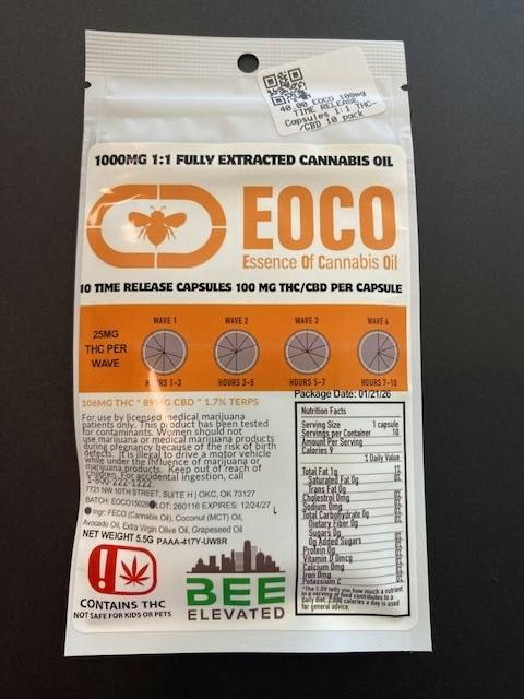 EOCO 100mg 10 Pack Capsules Time Release by Bee Elevated