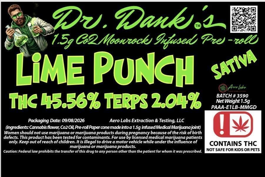 Lime Punch Dr. Dank 1.5 g CO2 Infused Pre Roll 3/$30