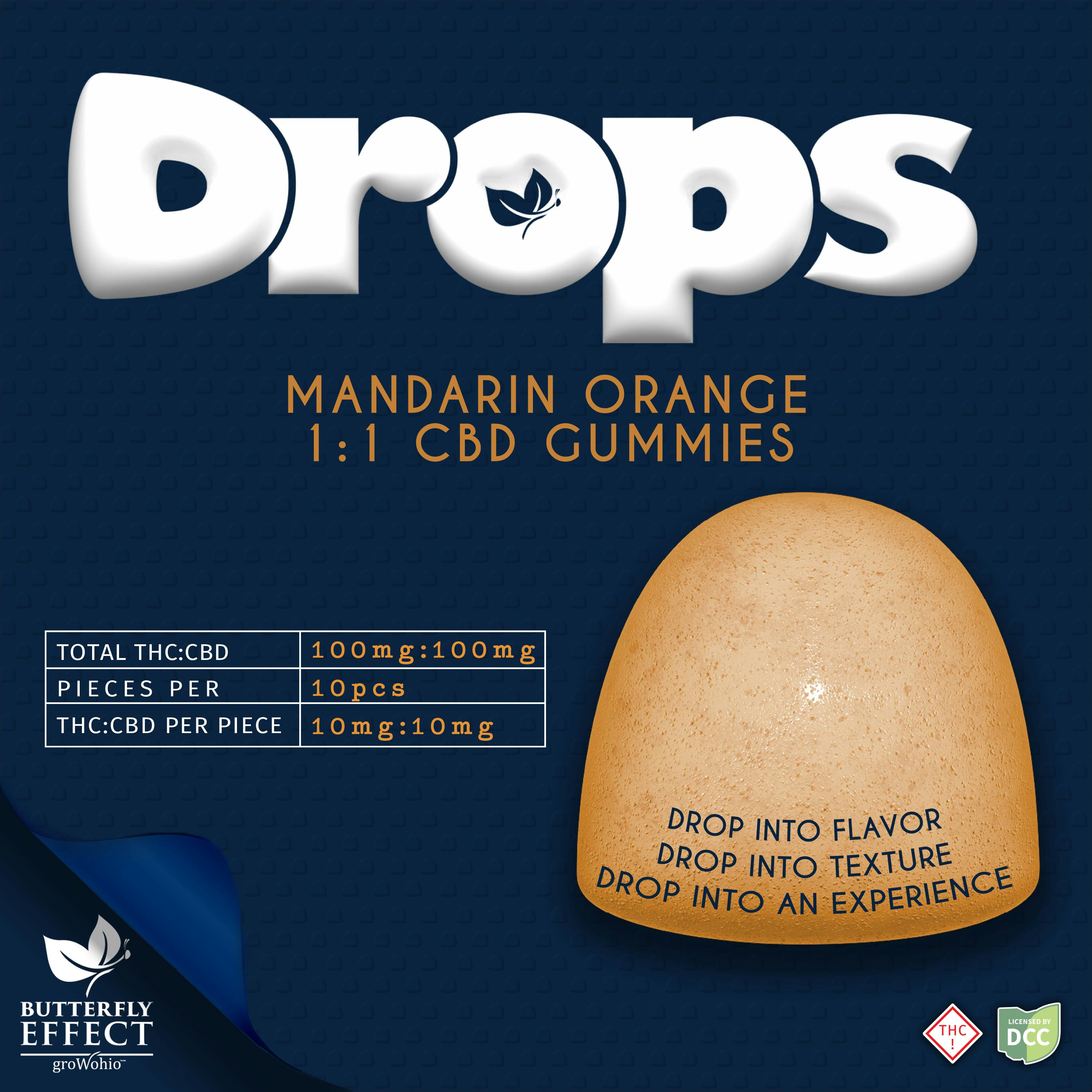 Butterfly Effect - Orange 1:1 CBD Gummie Drops - 10ct