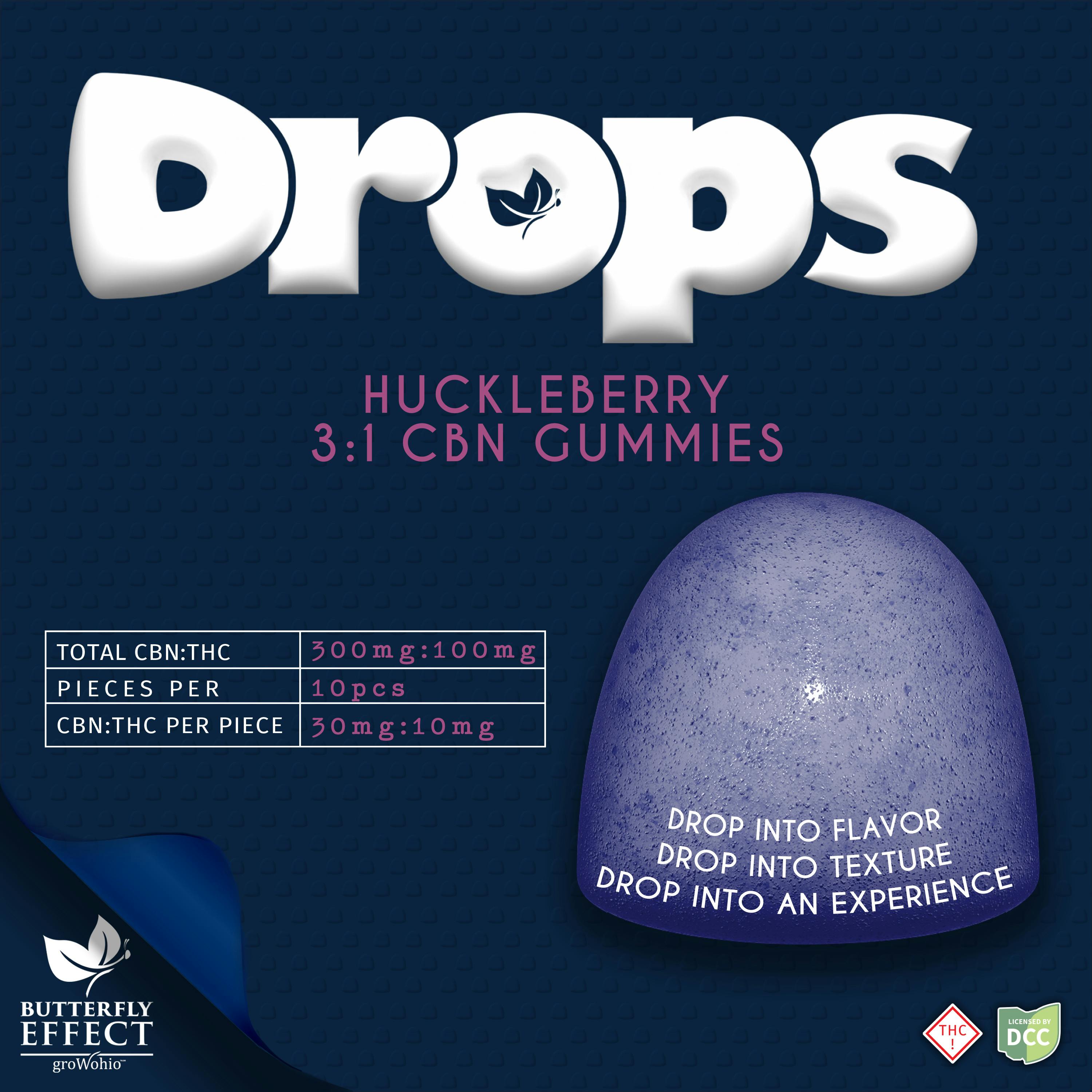 Butterfly Effect - Huckleberry 3:1 CBN Gummie Drops - 10ct