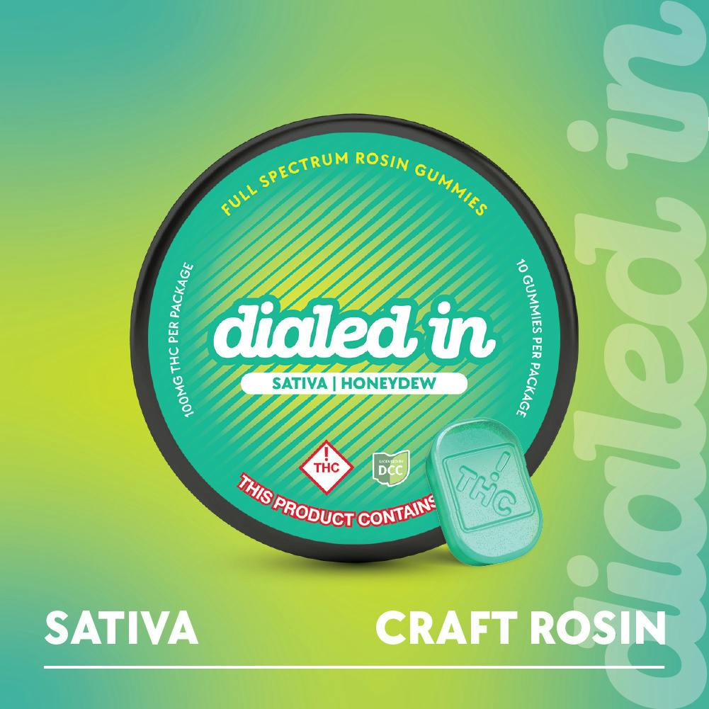 Dialed In - Honeydew Sativa Rosin Gummies - 10ct