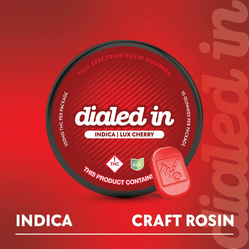 Dialed In - Lux Cherry Indica Rosin Gummies - 10ct