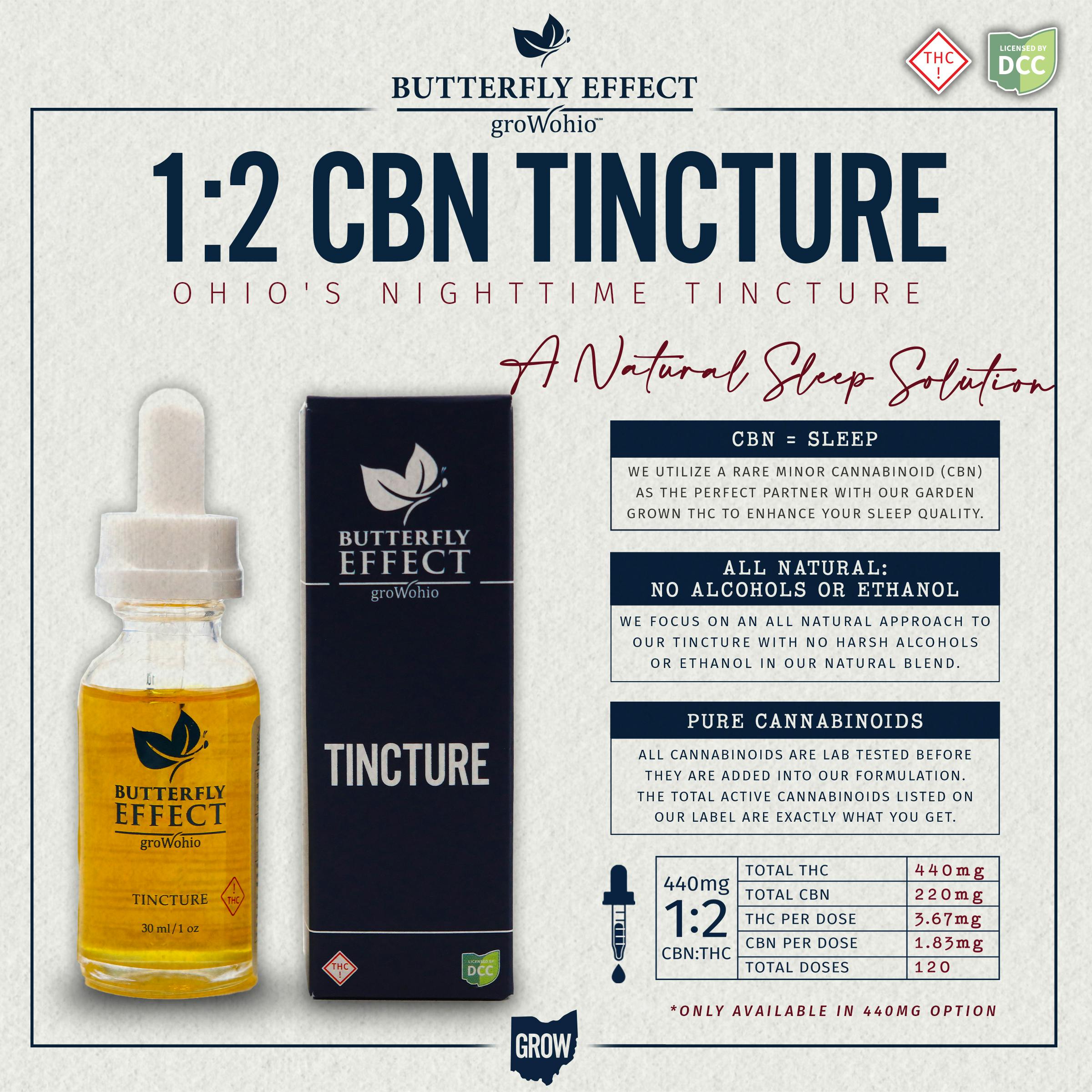 Butterfly Effect - 1:2 CBN Tincture - 440mg MED