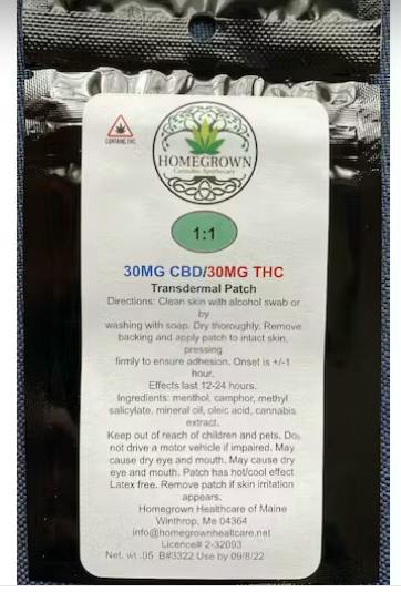 HomeGrown - Transdermal Patch - 1:1 - 30mg CBD/30mg THC
