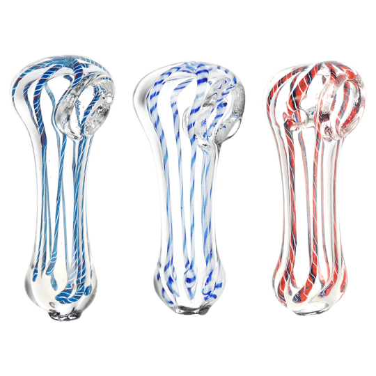 PULSAR - PIPE ACCESSORY - SMALL STRIPPED GLASS PIPE - 1PC