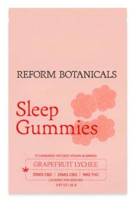 REFORM BOTANICALS | SLEEP GUMMIES | GRAPEFRUIT LYCHEE | 25mg CBD 25mg CBG 1mg THC