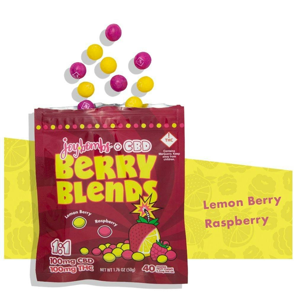 JOYBOMBS FRUIT CHEWS 100MG BERRY BLENDS 1:1 CBD:THC