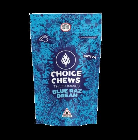 100mg Blue Raz Dream Sativa Gummies - Choice Chews at Highway Dispo Cannabis Company