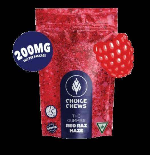 200mg Red Raz Haze Sativa Gummies - Choice Chews