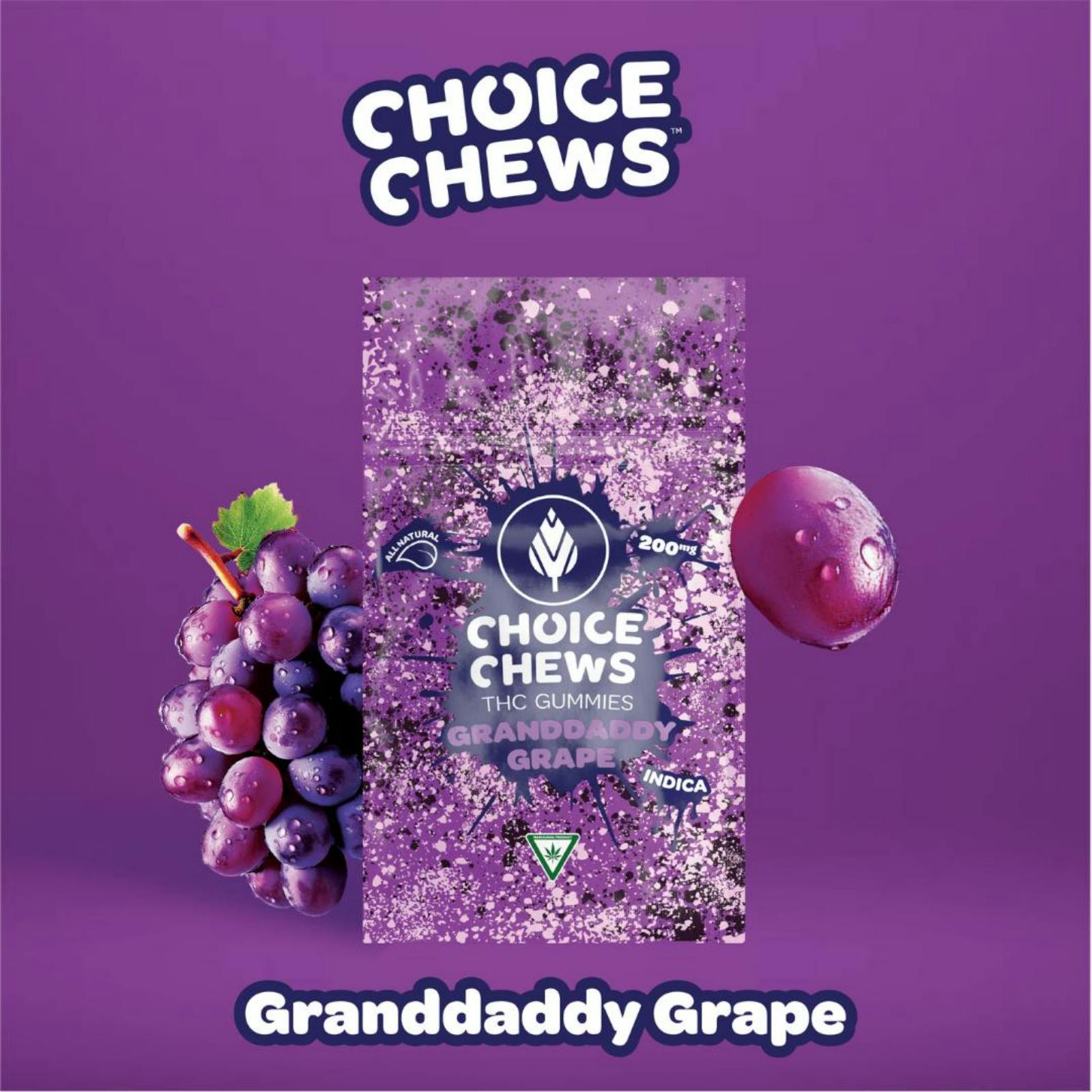 Choice | Mega Chews | 200MG Gummies | Granddaddy Grape