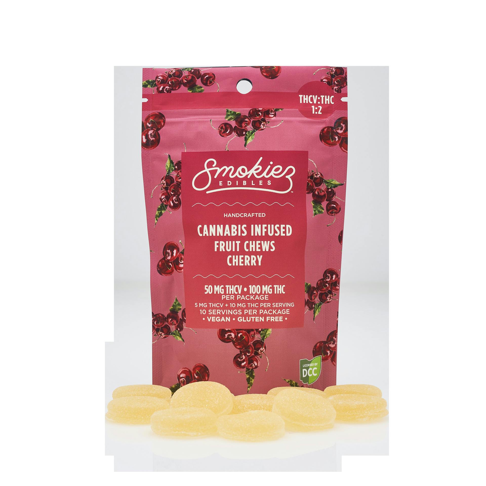 Smokiez | Sour Cherry 1:2 THCV 10pc | 100mg Fruit Chews