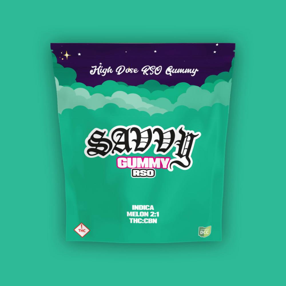 Savvy - 100MG Edible 10PK - RSO Melon Crash Gummy 1:2 CBN:THC [I]