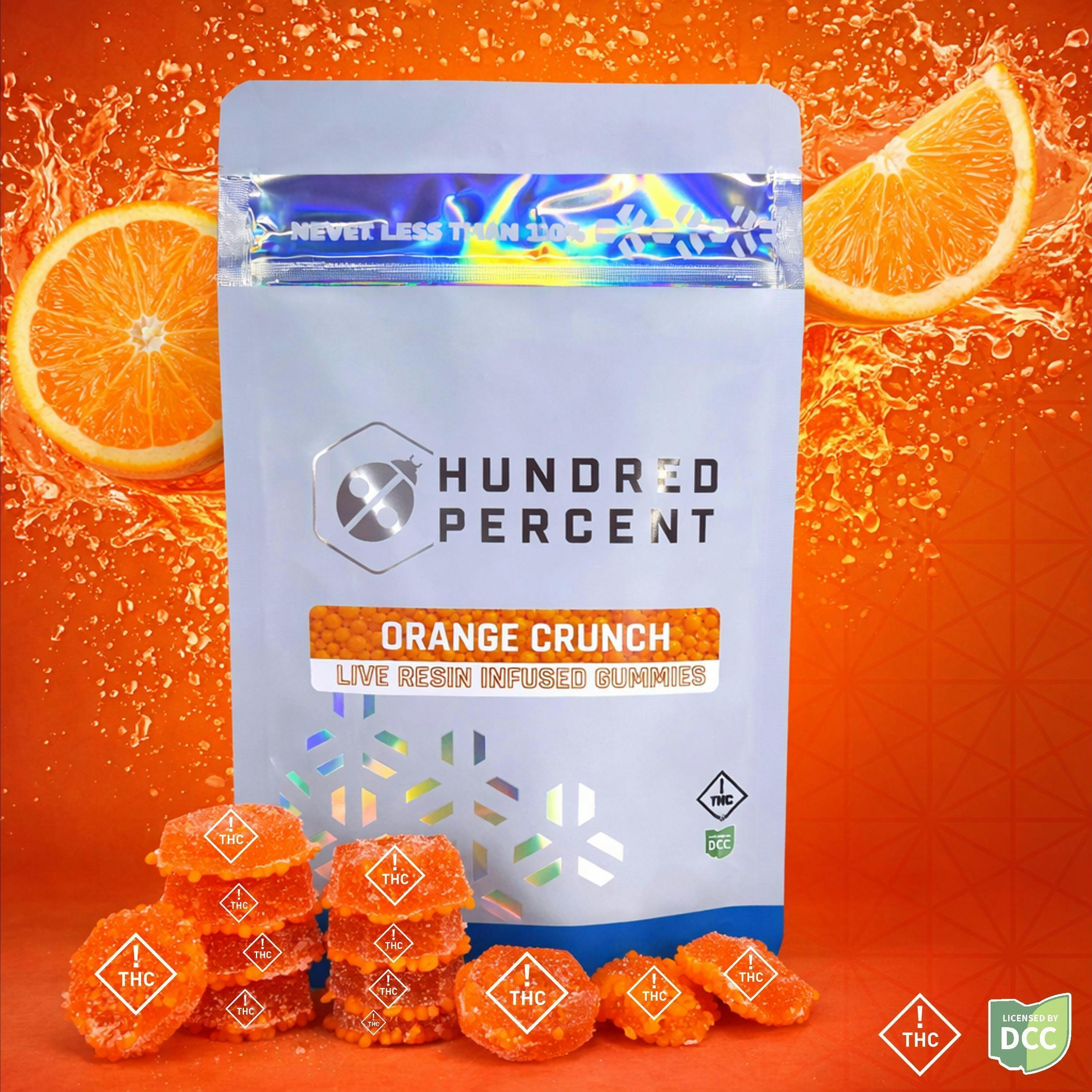 Orange Crunch Live Rosin Gummies | 100mg | Hybrid | 10pk