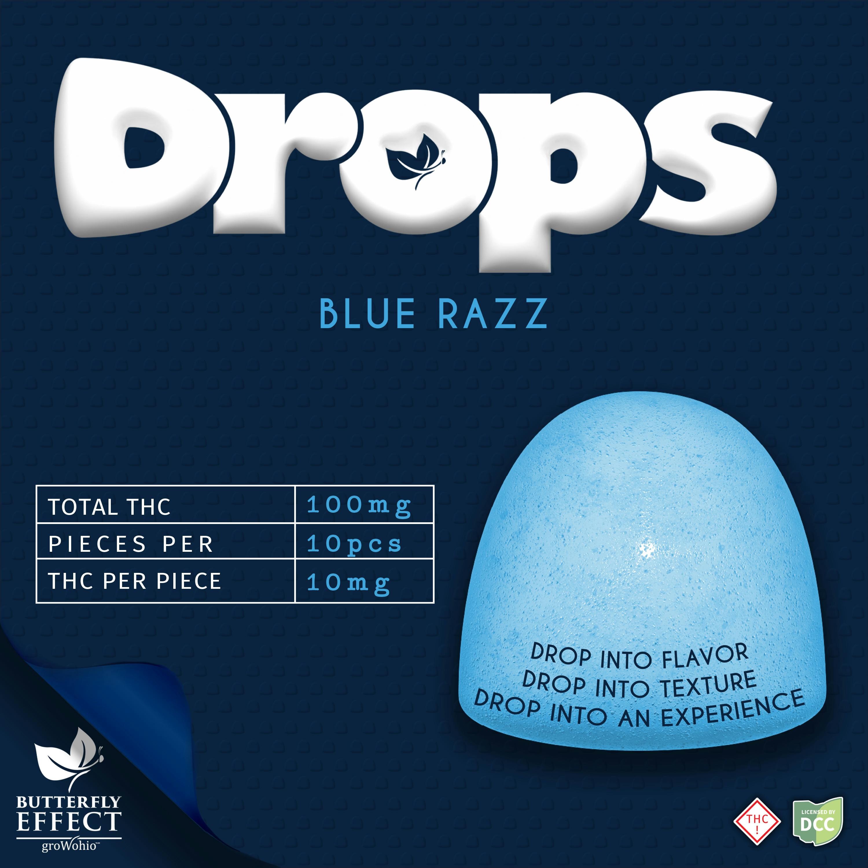 Blue Razz Gummie Drops | 100mg | 10pk | Hybrid