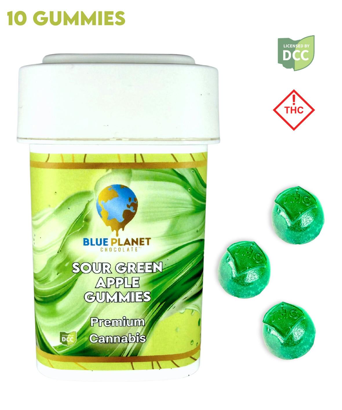 Sour Green Apple Gummies | 100mg | 10pk | Hybrid