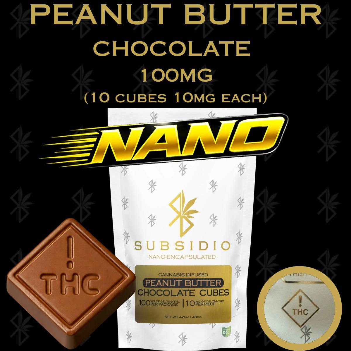 Subsidio - 100MG Chocolate 10PK - Nano Infused Peanut Butter Milk Chocolates [H]