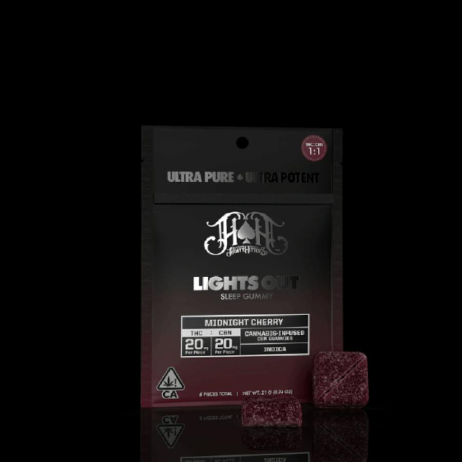 Heavy Hitters Gummies CBN:THC Indica 1:1 Lights Out Midnight Cherry 200mg