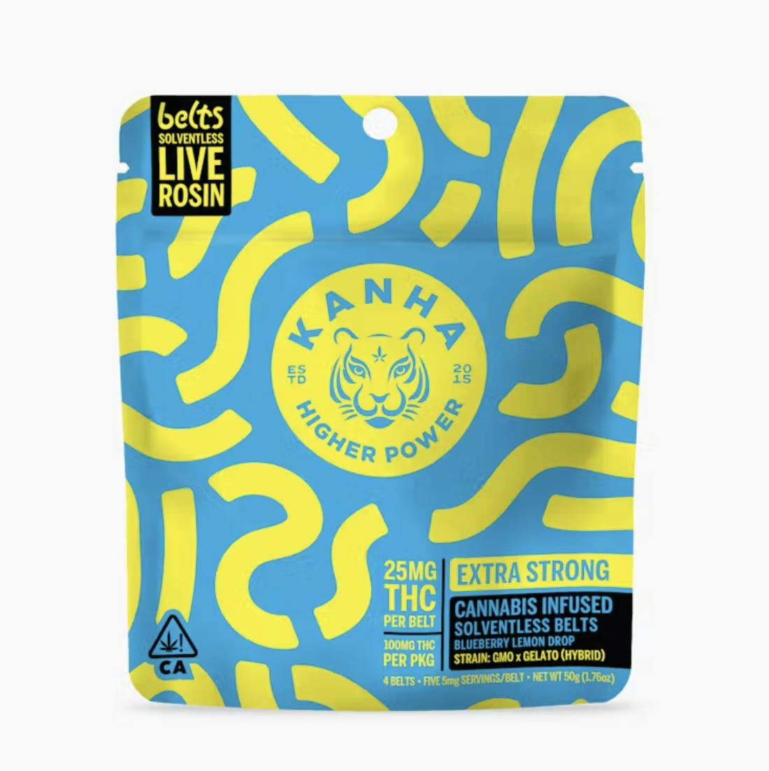 Solventless Belts | Blueberry Lemon Drop Gummies | 100mg | 4ct | 25mg/ea