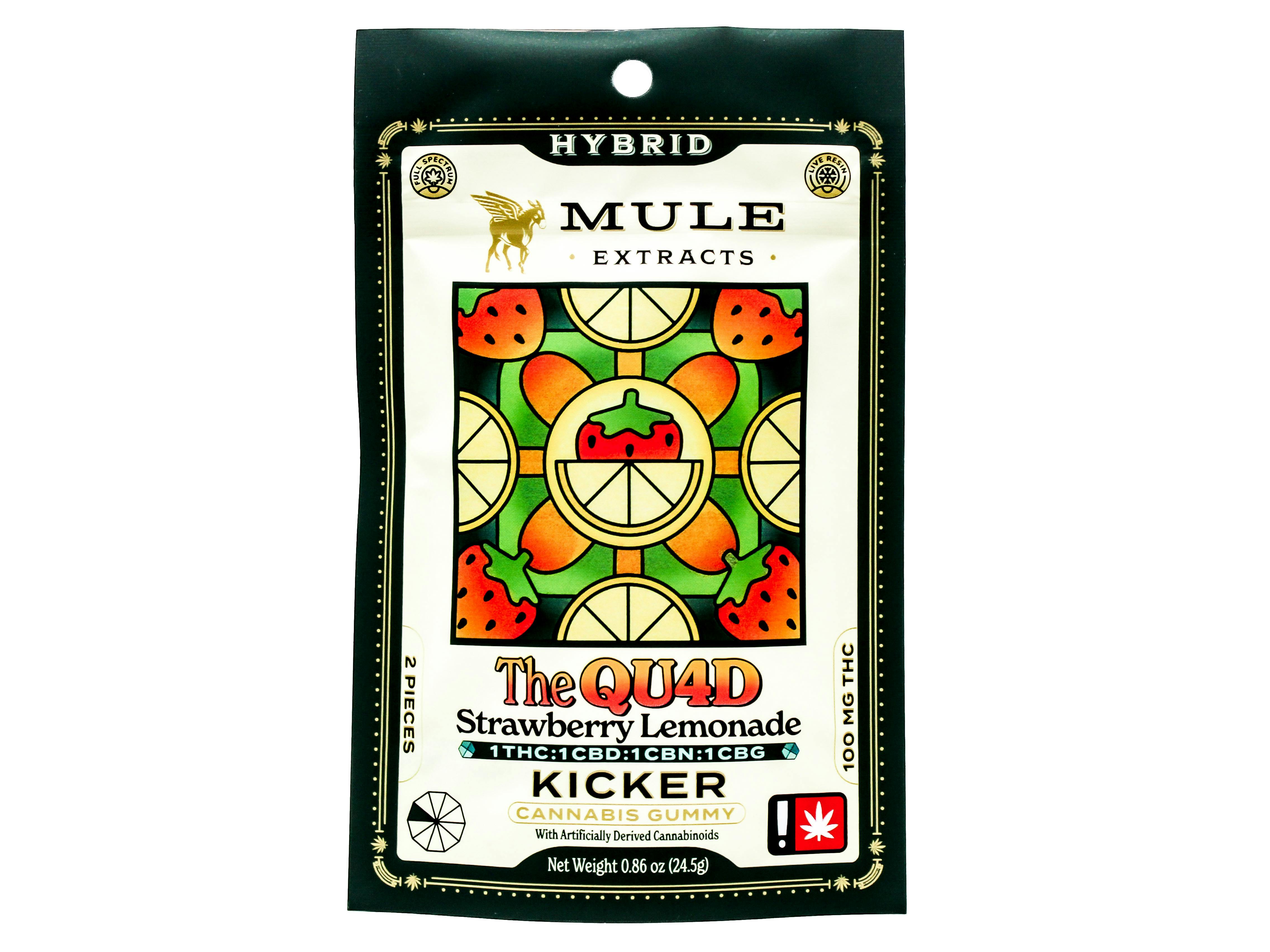mul: MUL Strawberry Lemonade 1:1:1:1 Kicker Live Resin Hybrid Gummy 2pk 400mg 48797 E28|E41
