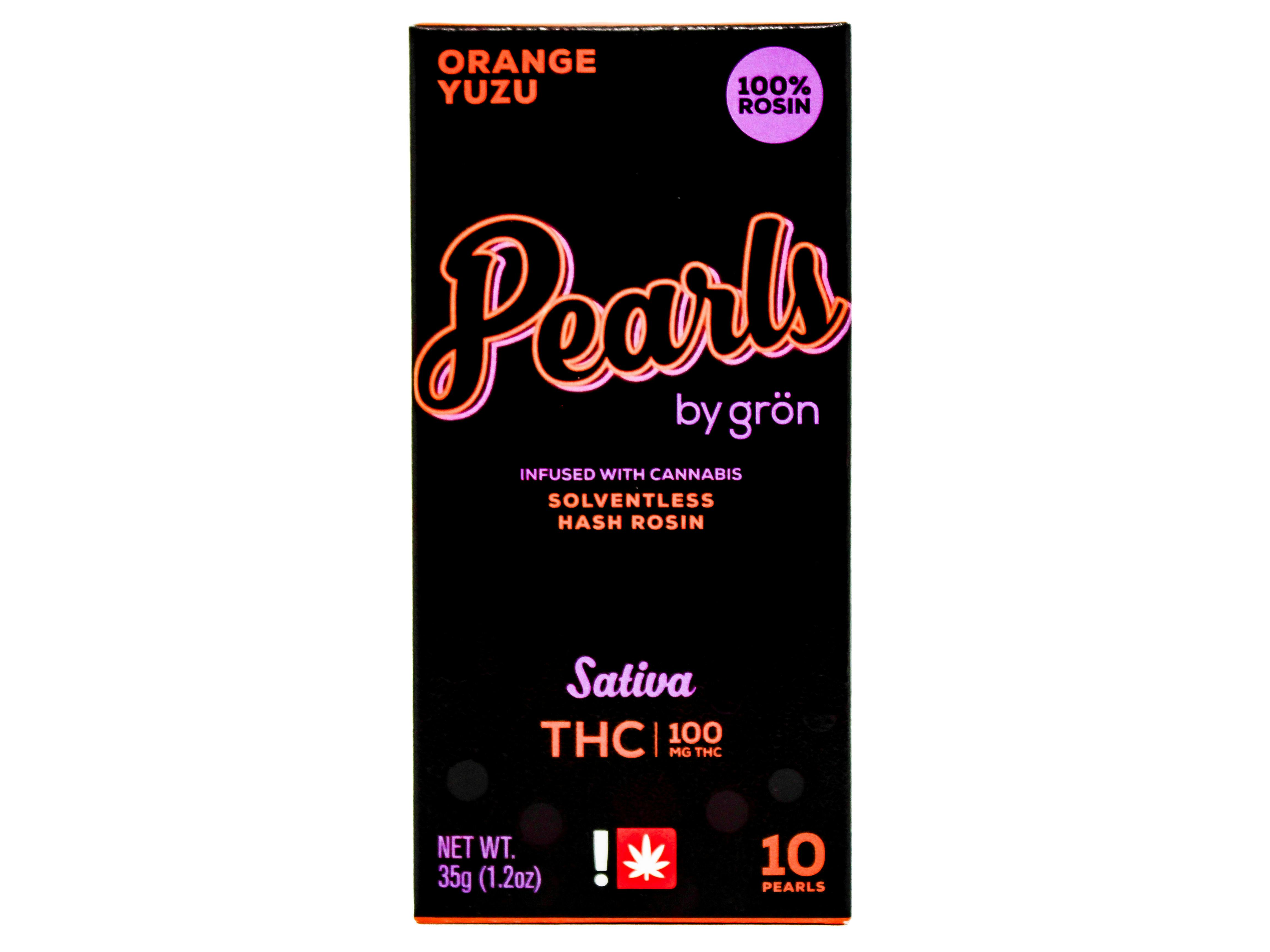 GRN Orange Yuzu: GRN Orange Yuzu Rosin Pearls Sativa Gummy 10pk 100mg 49117 F3|AOF