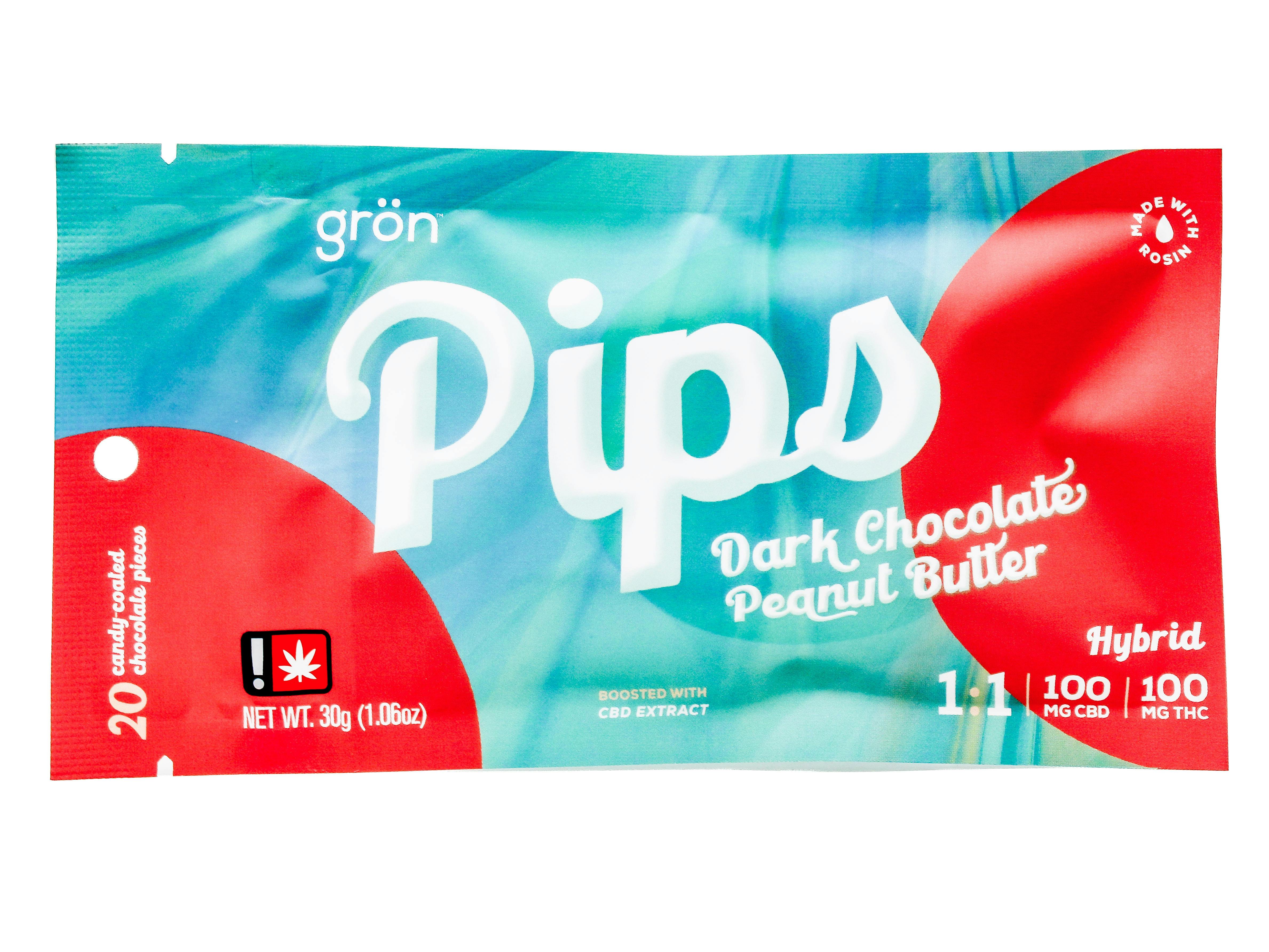 GRN Pips Dark: GRN Pips Dark Chocolate Peanut Butter 1:1 Hybrid 20pk 200mg 43974 E51|AOF