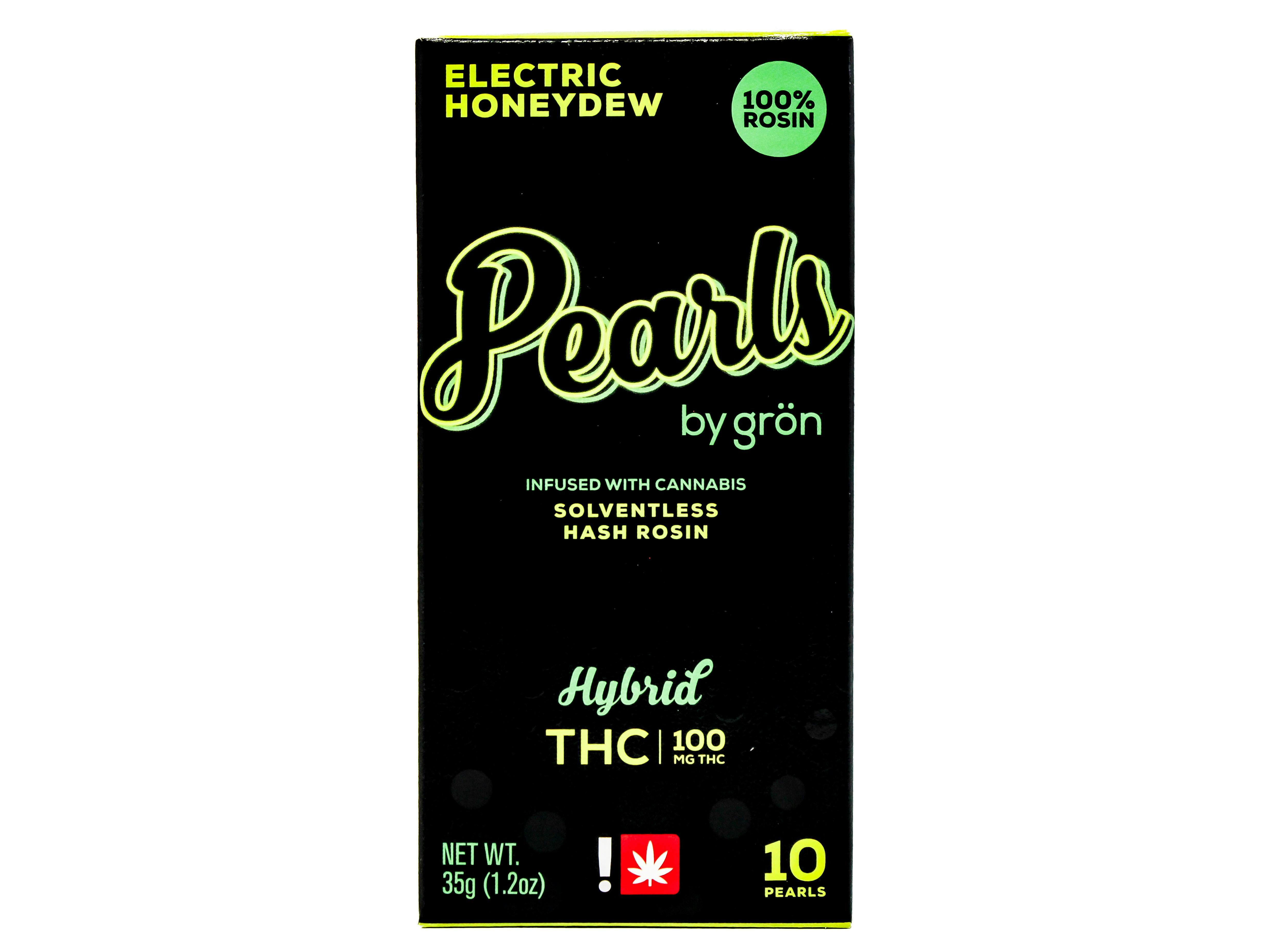 GRN Electric Honeydew: GRN Electric Honeydew 10pk Rosin Hybrid Pearls Gummy 100mg 49118 F27|AOF