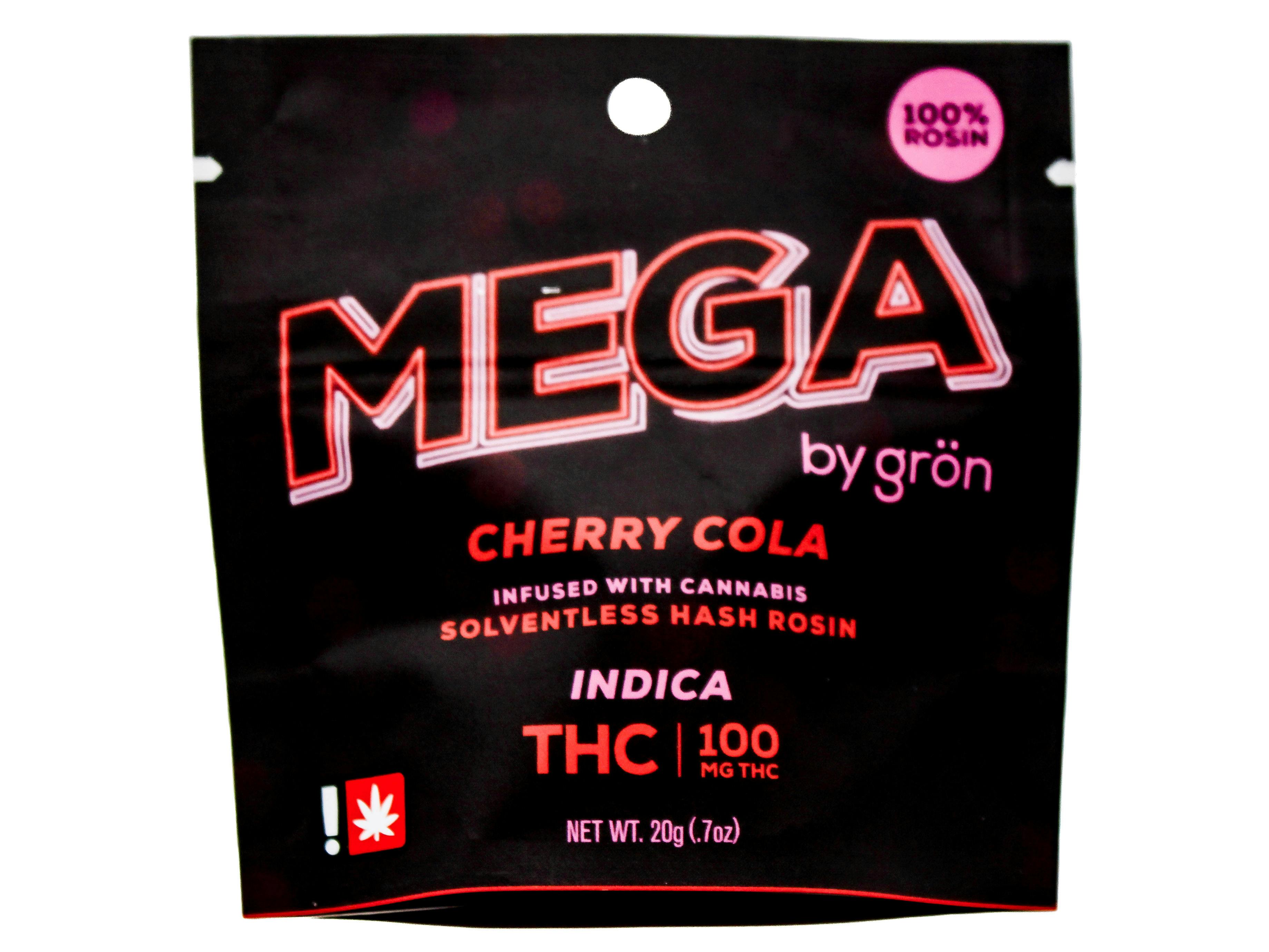 GRN Cherry Cola: GRN Cherry Cola Rosin Indica Mega Pearl Gummy 10pk 100mg 49116 F10|AOF