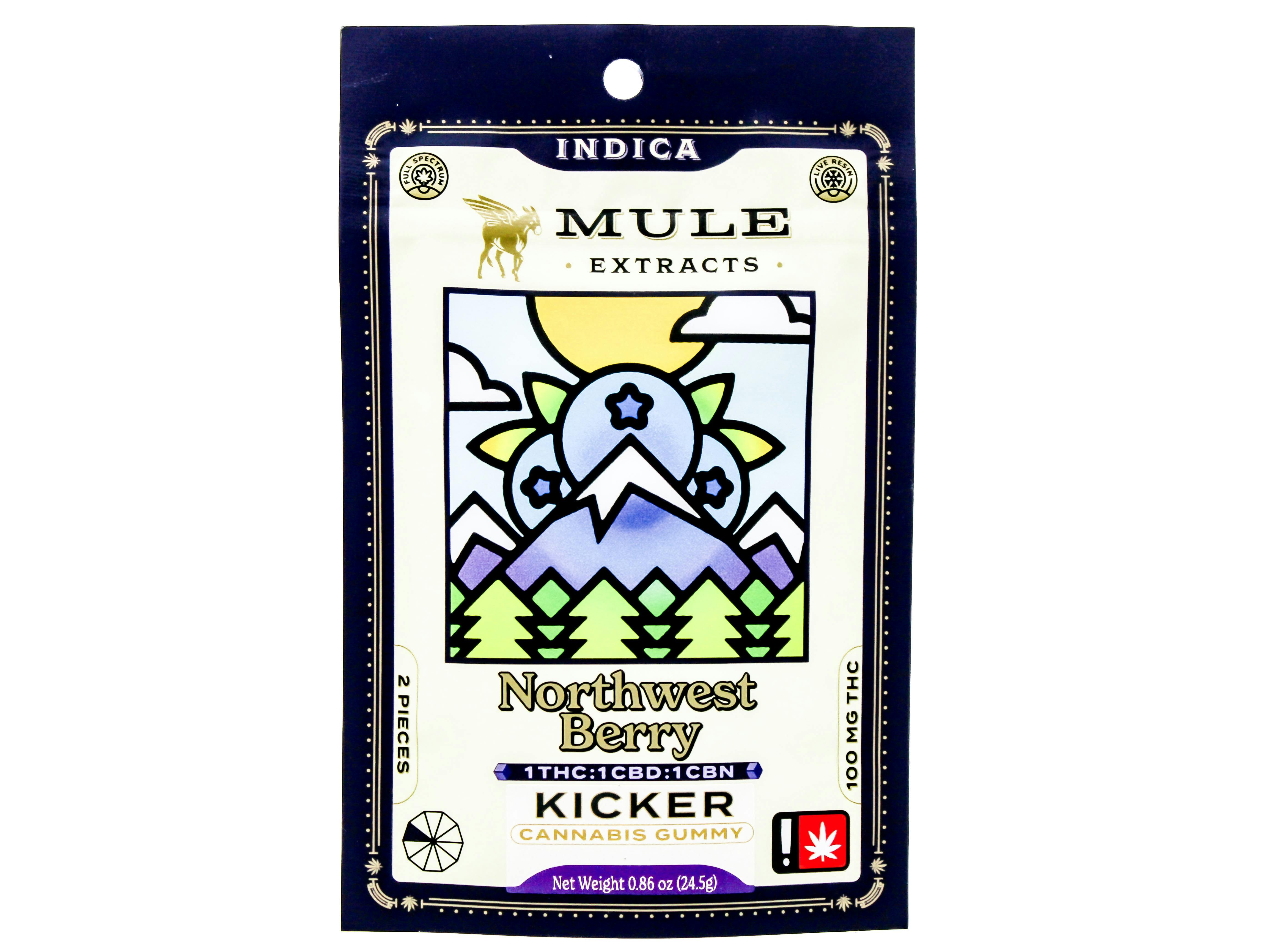 mul: MUL NW Berry 1:1:1 Kicker 10pk Indica Live Resin Gummy 300mg 36440 E38|C40