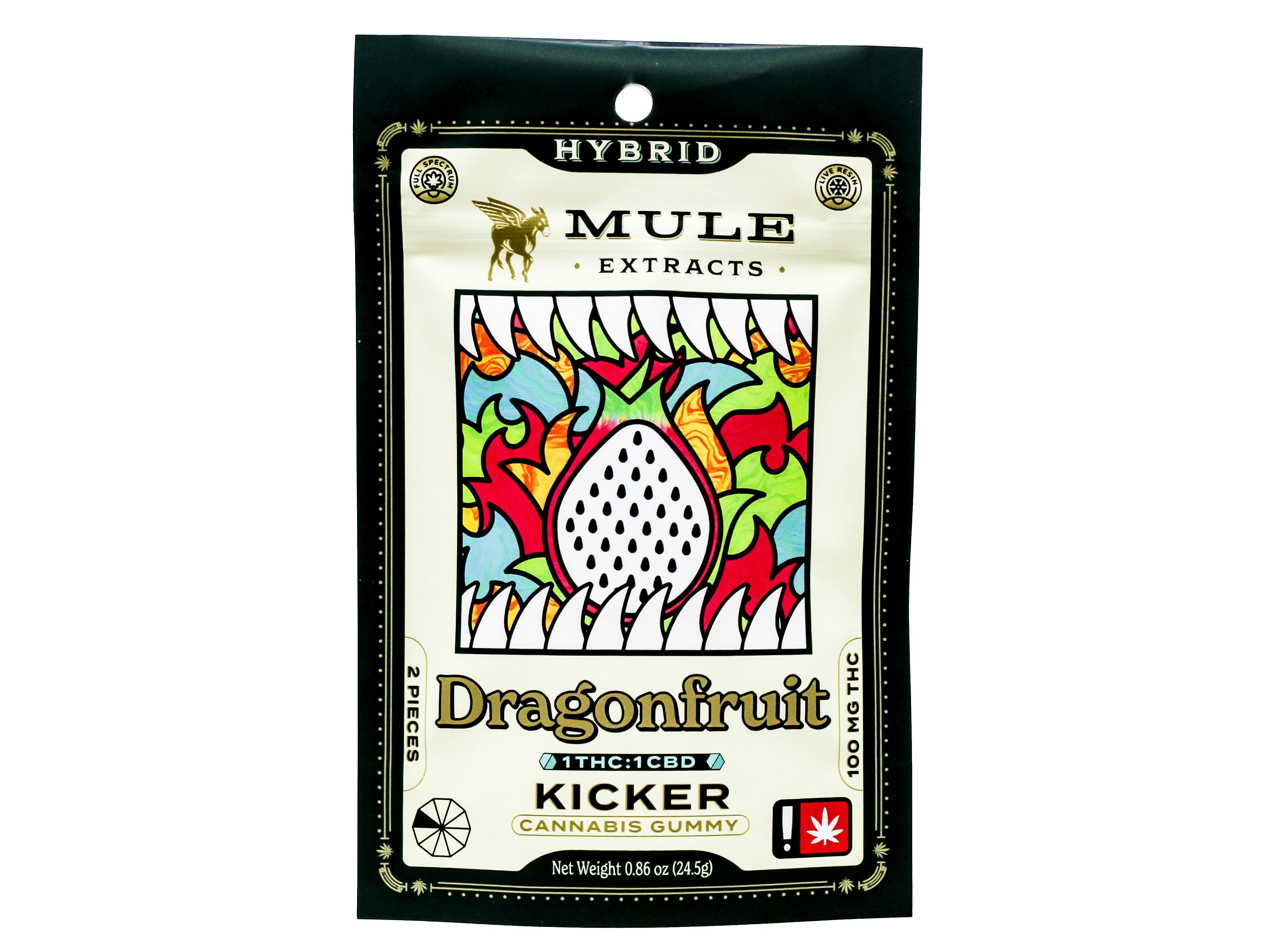 MUL Dragon Fruit 1:1 CBD Kicker 2pk Hybrid Live Resin Gummy 200mg 42276 E39|AOF