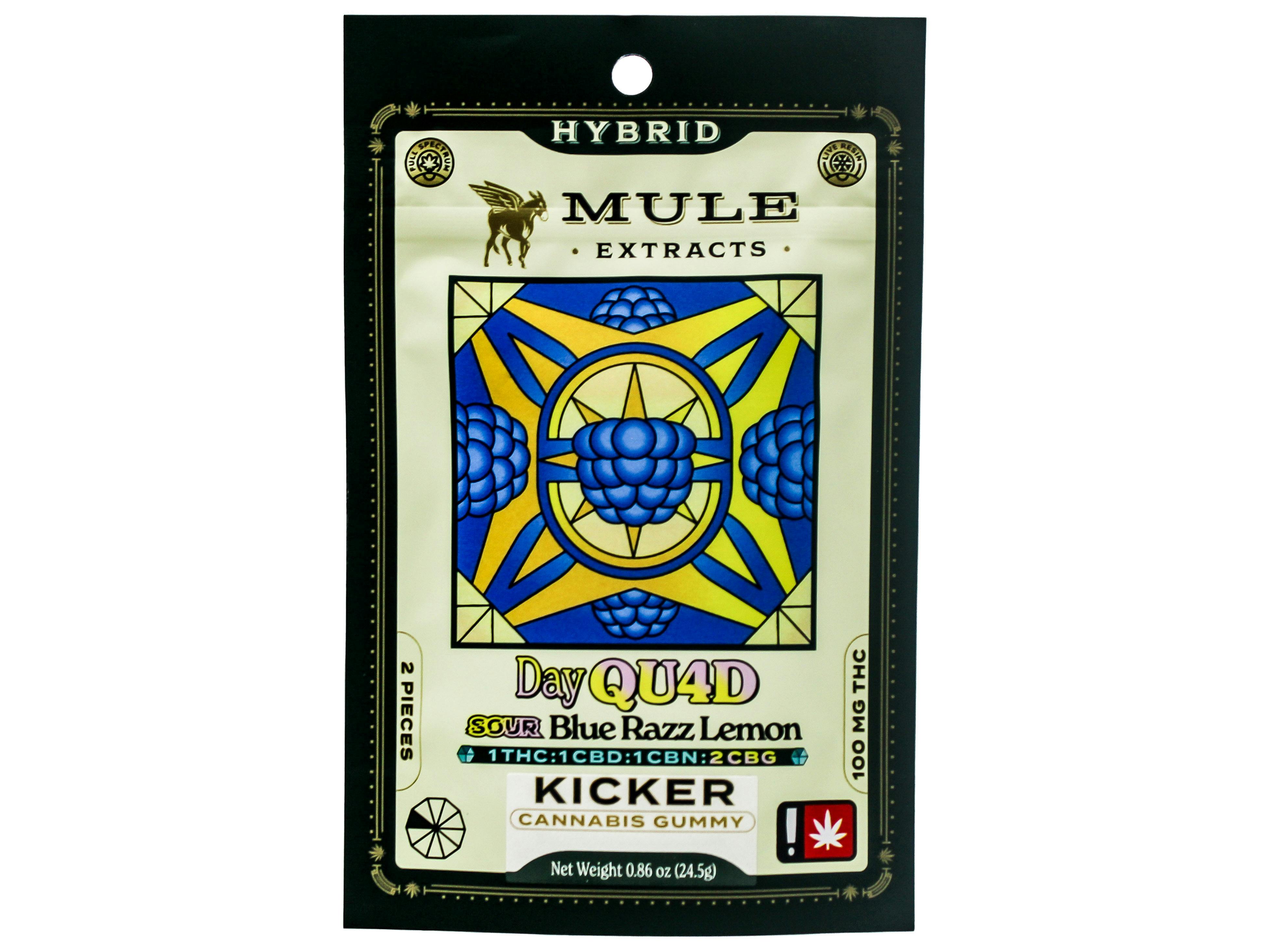 mul: MUL Sour Blue Razz Lemon 1:1:1:2 Hybrid Kicker Live Resin Gummy 2pk 500mg 46146 F20|F36