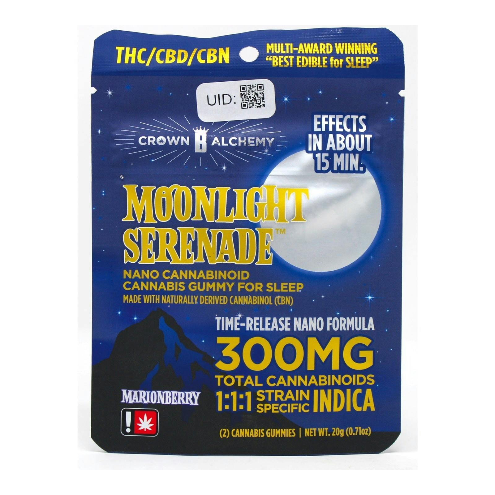 CBA Moonlight Serenade 1:1:1 CBD:CBN Live Resin Indica Gummy 2pk 200mg 3385054930 F58|AOF