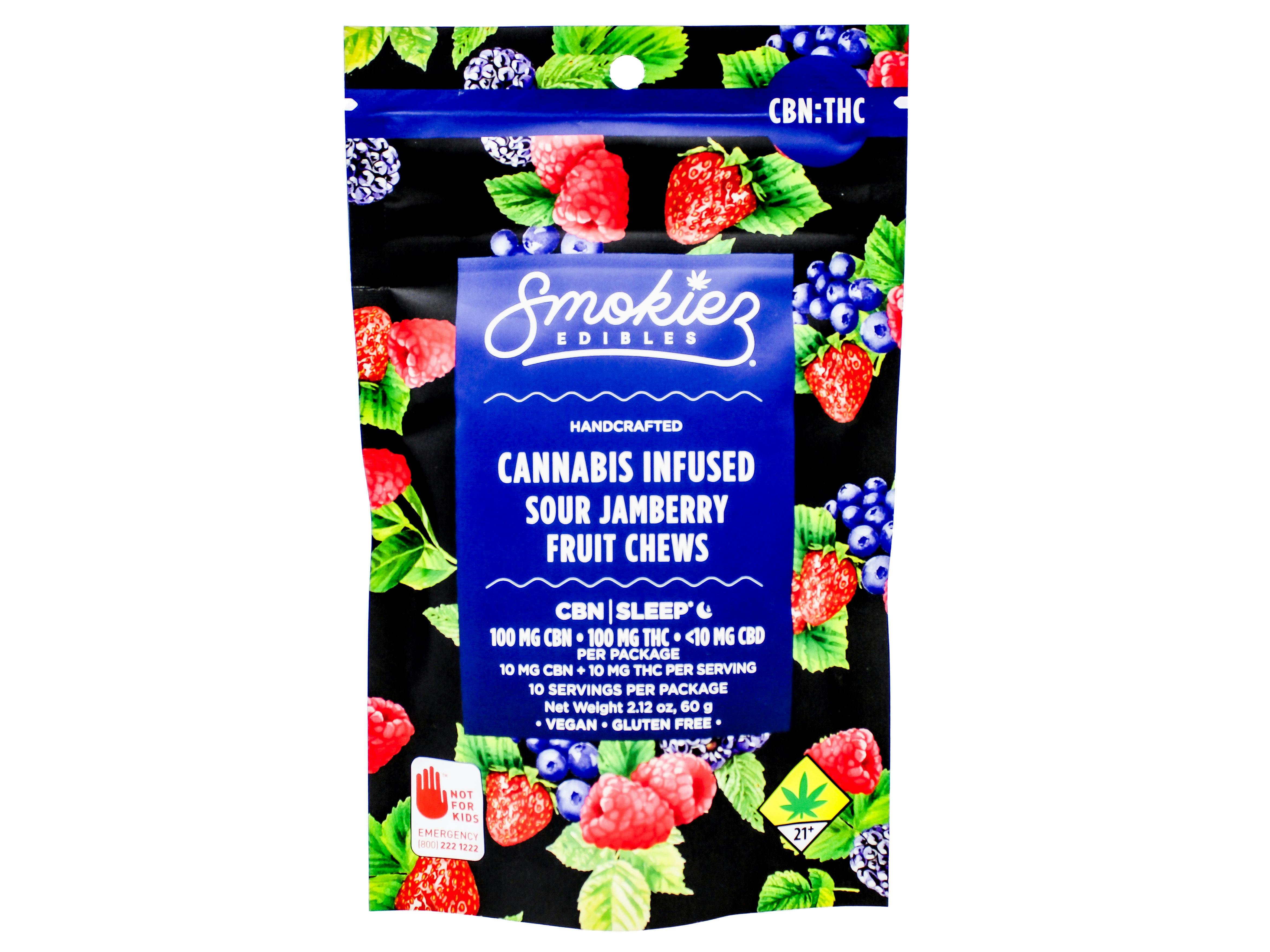 SMZ Sour Jamberry 1:1 CBN:THC Indica Fruit Chews 10pk 200mg 44714 SW_ED70|AOF