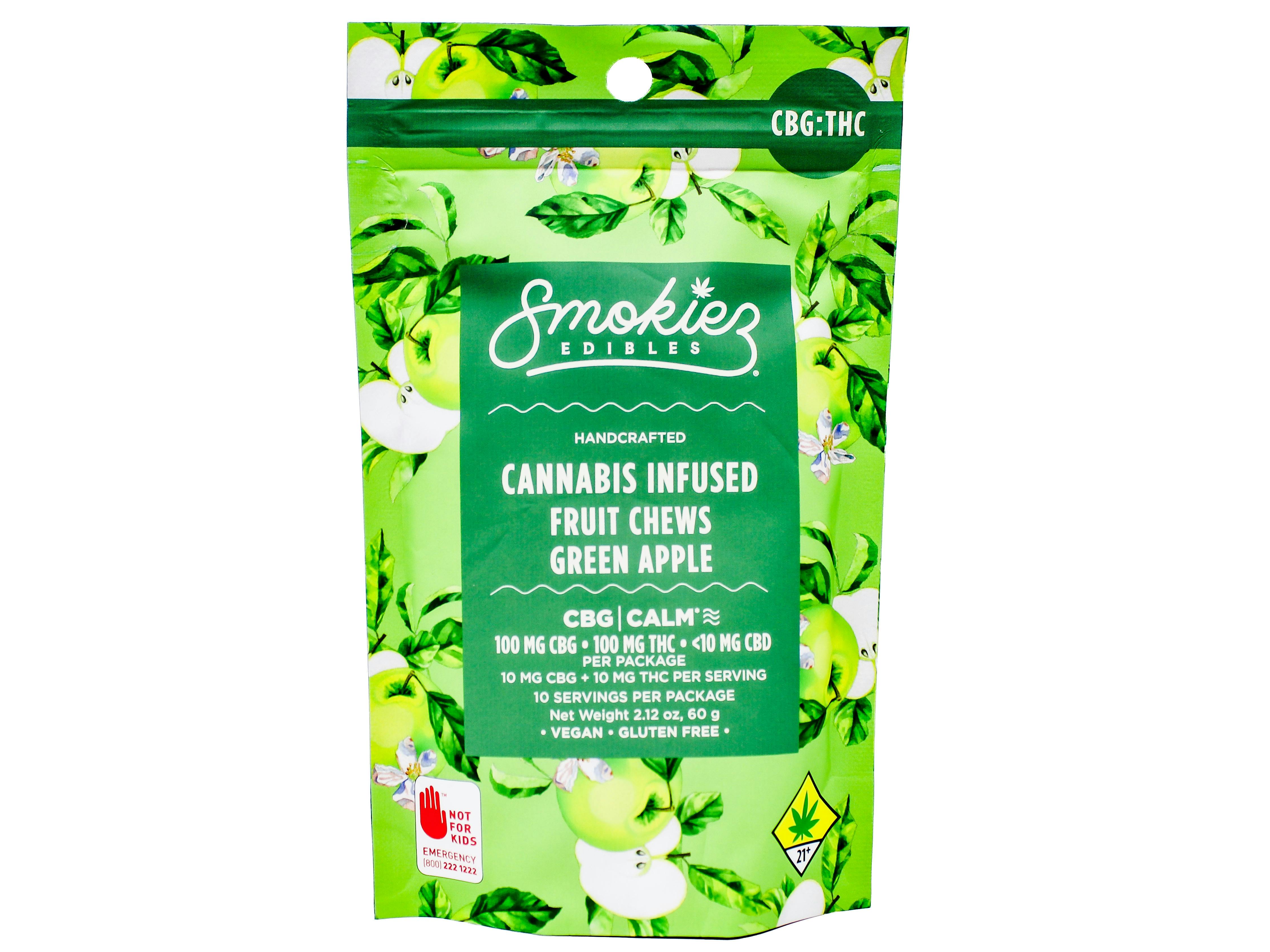 SMZ Green Apple 1:1 CBG:THC Hybrid Fruit Chews 10pk 200mg 26023 AOF SW_ED101|VR3F