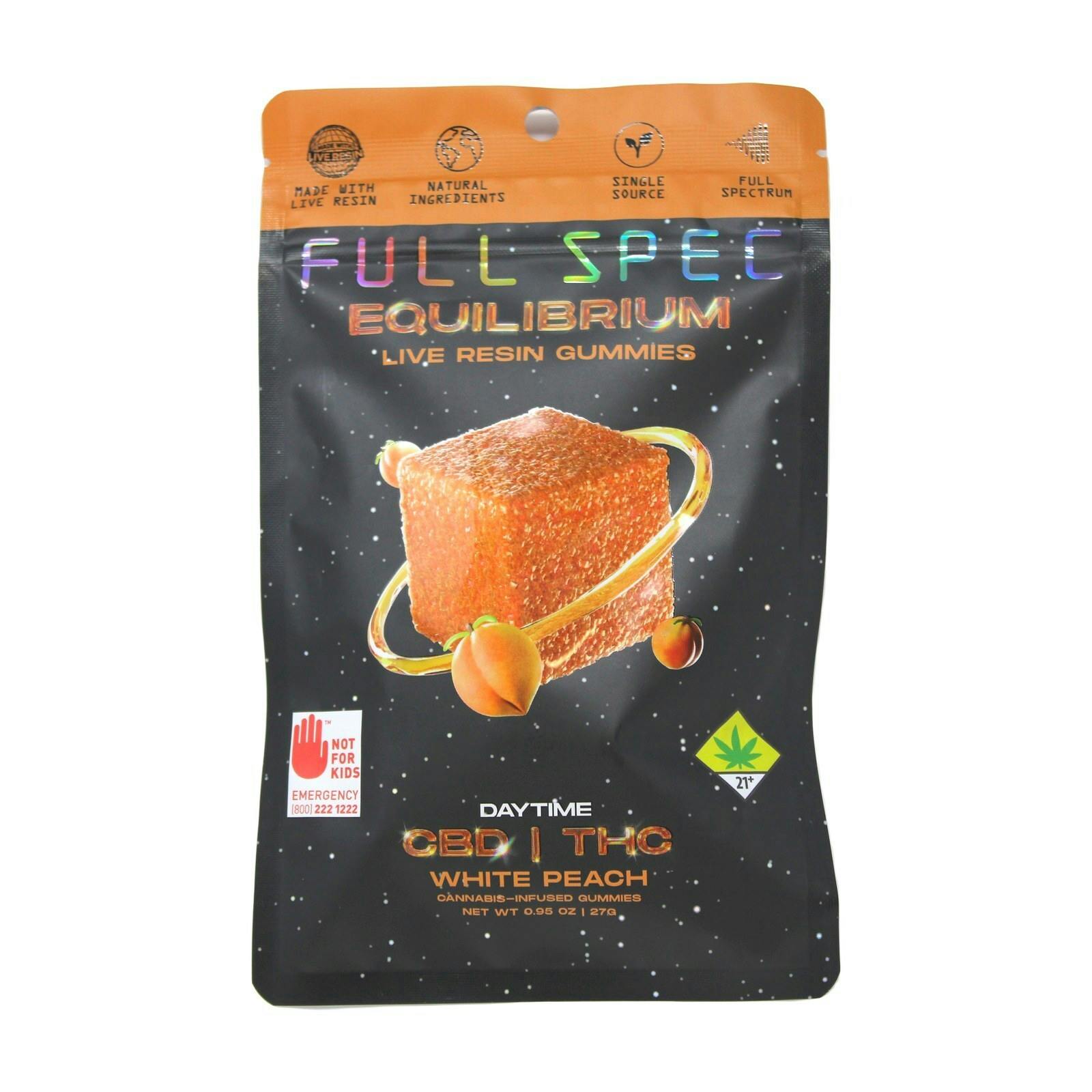 WRX White Peach 1:5 THC CBD Live Resin Gummy 10pk 600mg 9558680955 SW_ED79|AOF