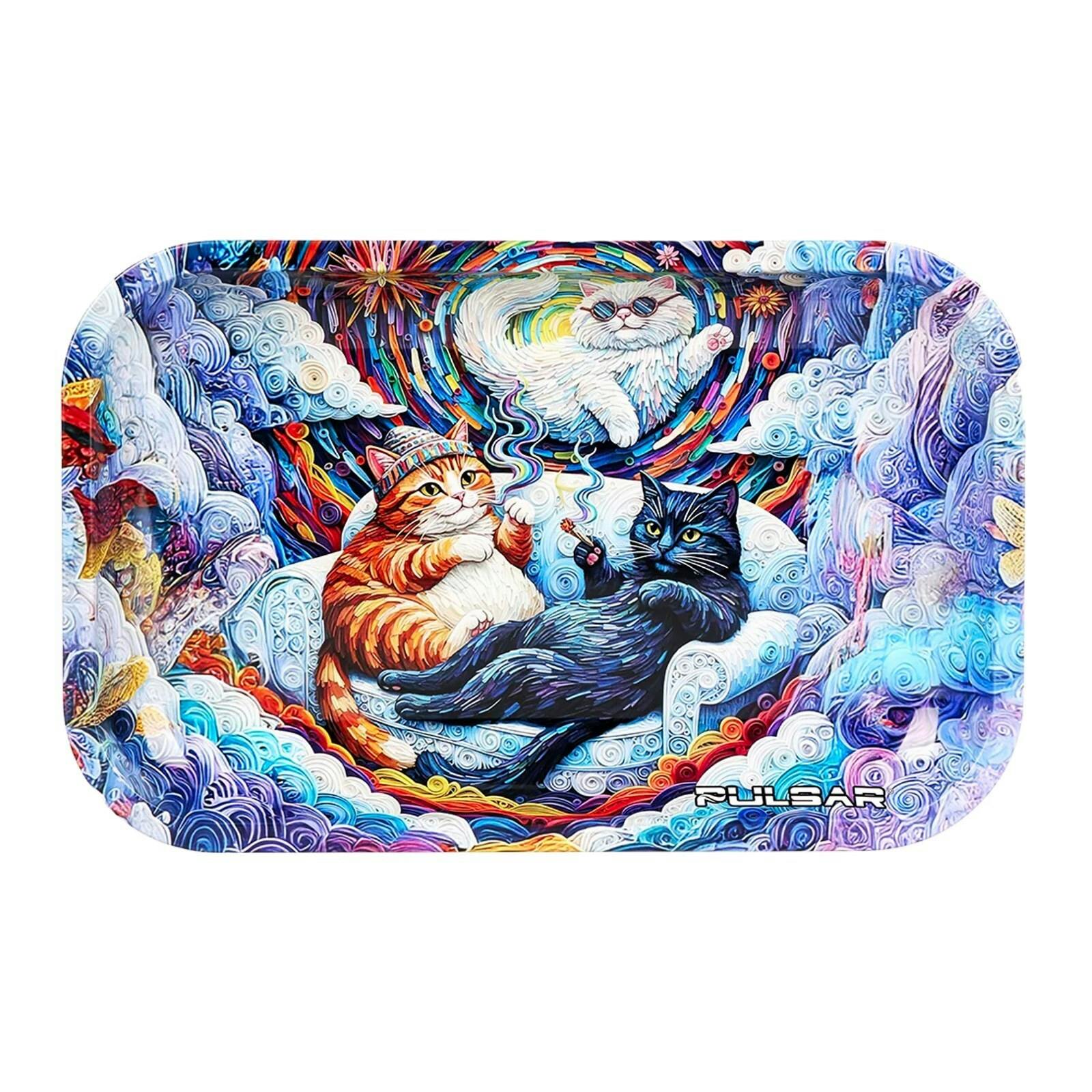 Pulsar 11"x7" Metal Rolling Tray Couch Cats 840250818099