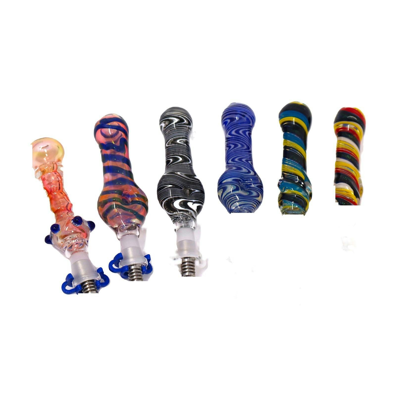 5.5" Glass Dab Straw With Titanium Tip Assorted Styles 63645148