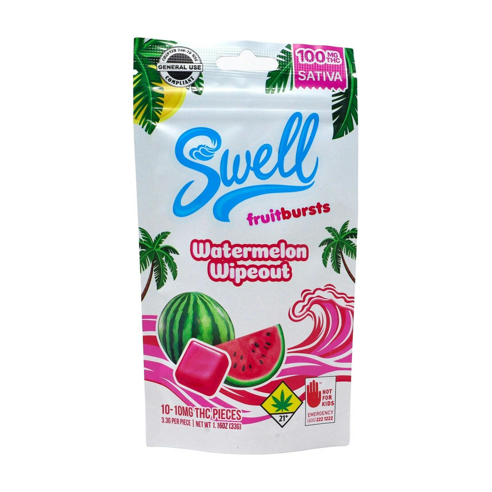 SWL Watermelon Wipeout Chew Sativa 10pk 100mg 6924035546 SW_ED11|S36