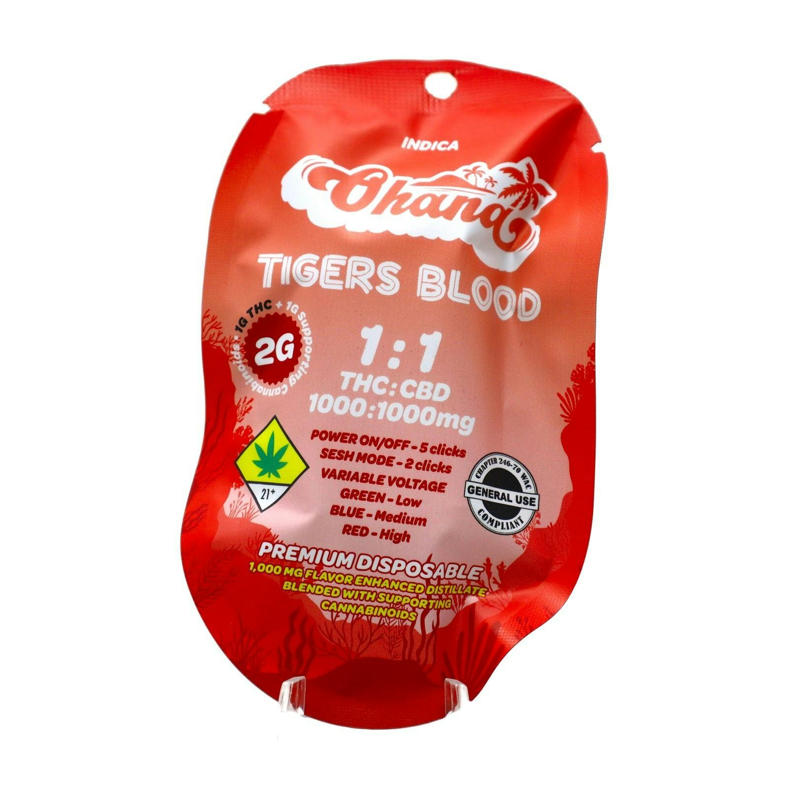 AGC Tigers Blood 1:1 THC CBD Disposable Distillate Cart 2g 4148603220 SW_CART231|F4