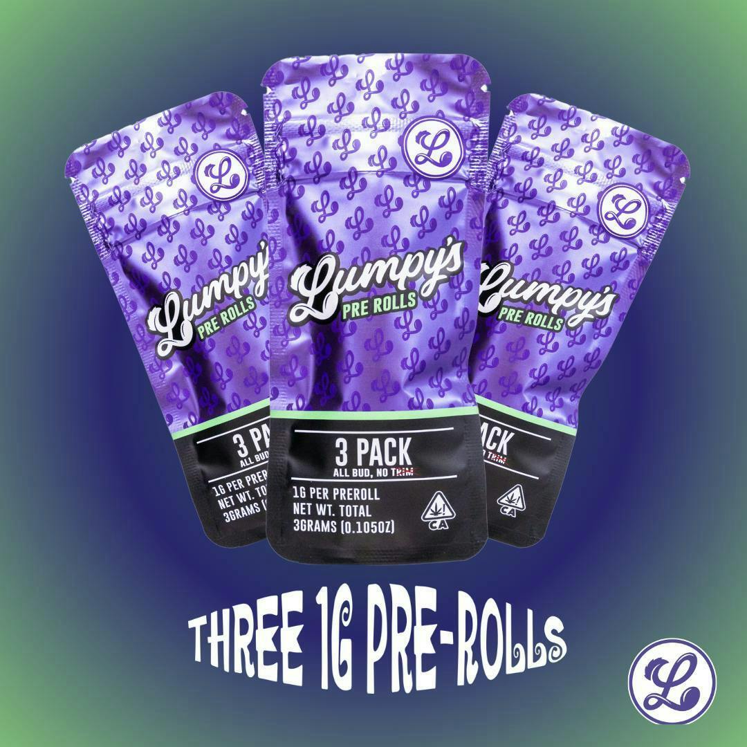 Lumpy's Flowers | Pre-Roll 3 Pack | ThreePeat | H(I) | 3g