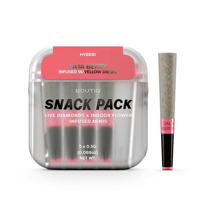Boutiq | Infused Pre-Rolls | Baja Berry x Yellow Diesel | H | 2.5g (5pk)