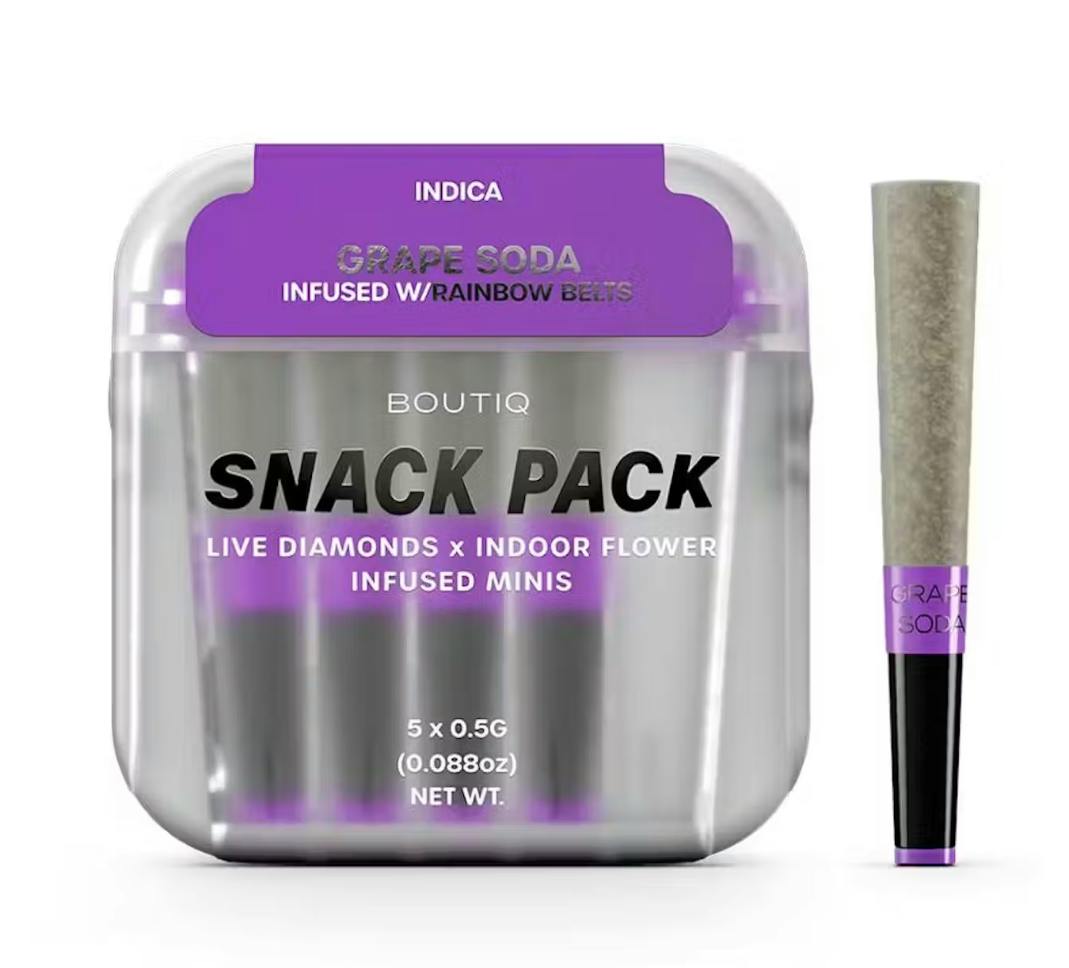 Boutiq | Infused Pre-Rolls | Grape Soda x Rainbow Belts | I | 2.5g (5pk)