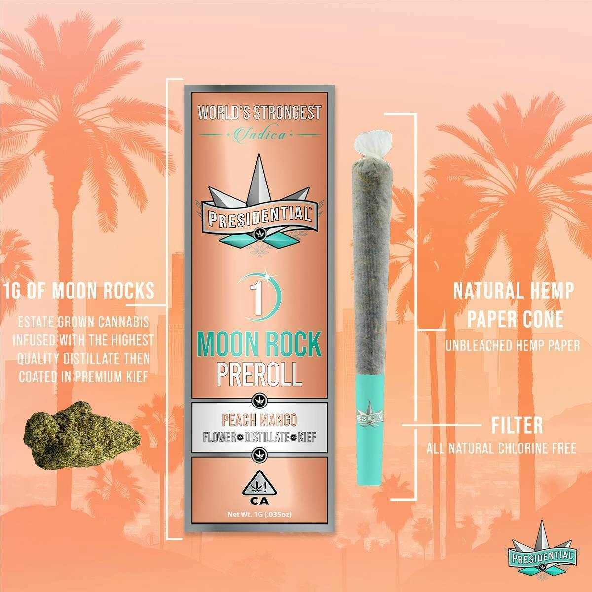 Presidential | Infused Pre-roll | Peach Mango | I | 1g