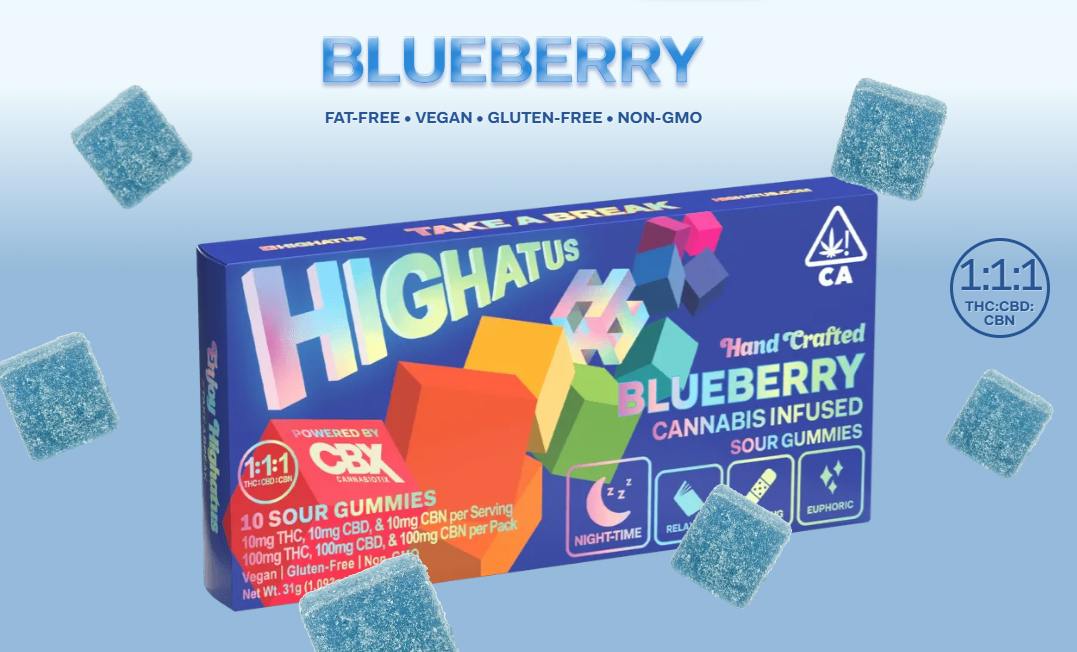 Highatus | Flower | Blueberry 1:1:1 THC:CBN:CBD | I | 100mg