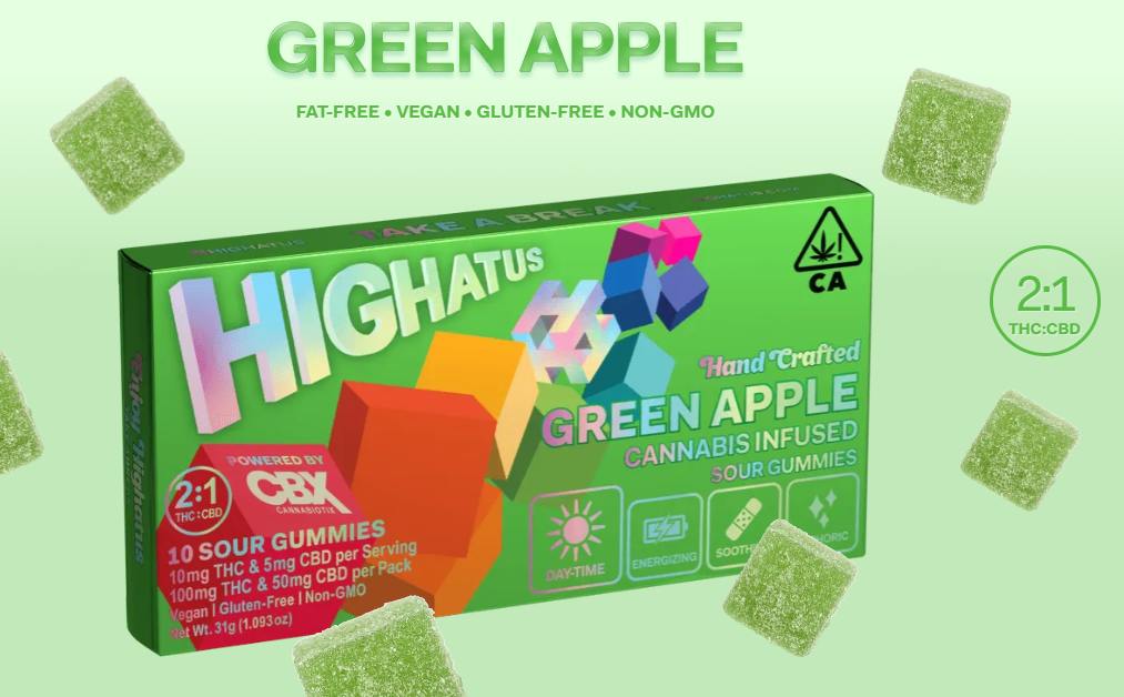 Highatus | Edibles | 2:1 Green Apple | S | 100MG