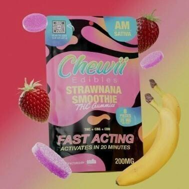 Chewii Fast-Acting Strawnana Smoothie AM Gummies 200mg Rec