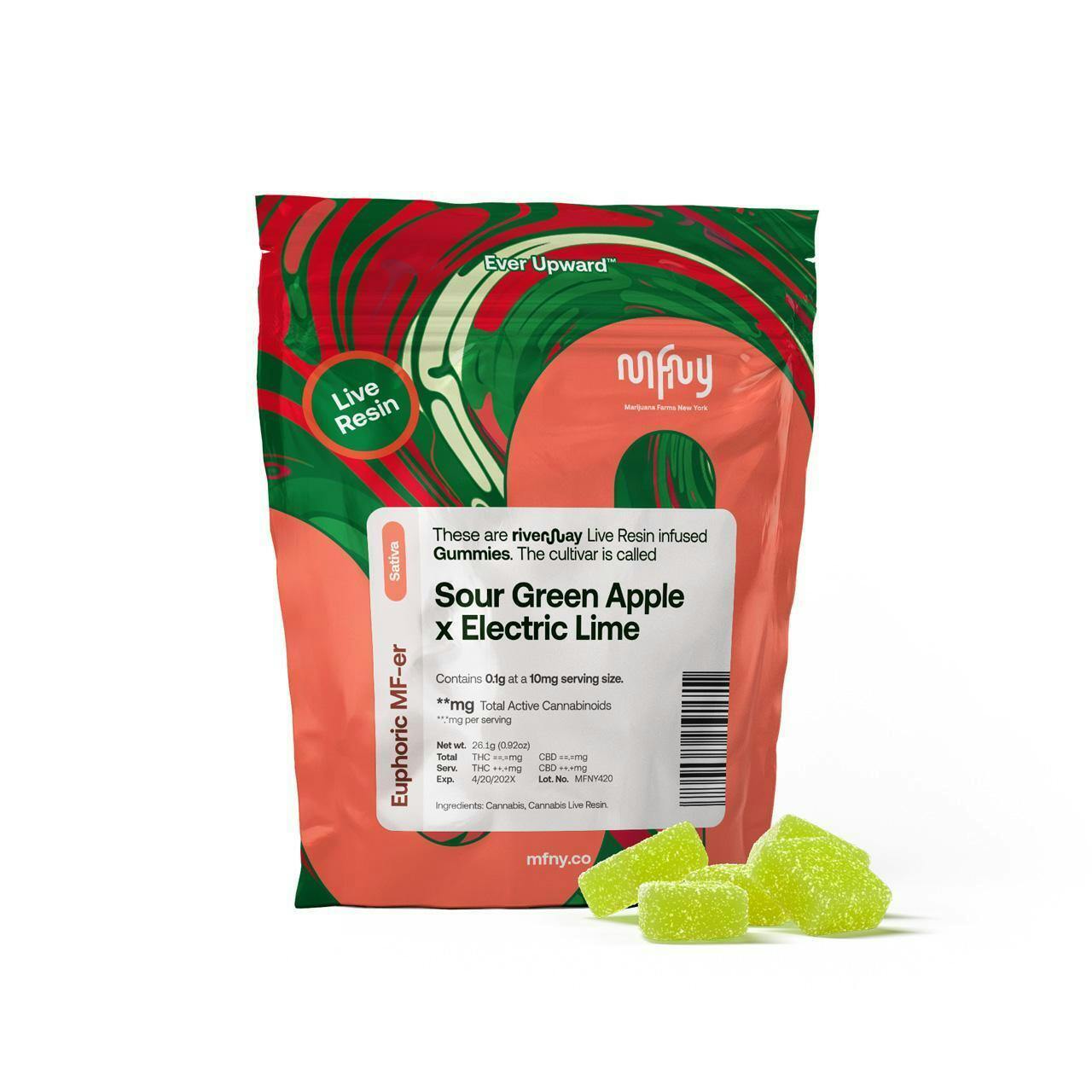 MFNY Sour Green Apple x Electric Lime Live Resin Gummies 10pk